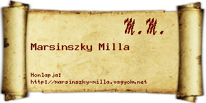 Marsinszky Milla névjegykártya